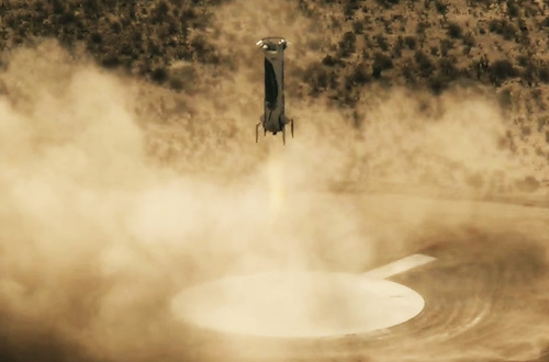 Успешное приземление суборбитального корабля New Shepard засняли на камеру дрона (видео)