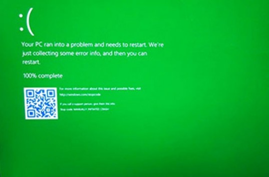 В Windows появился «экран смерти» зеленого цвета
