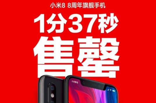 Вся первая партия флагманов Xiaomi Mi 8 была распродана всего за 1 минуту 37 секунд