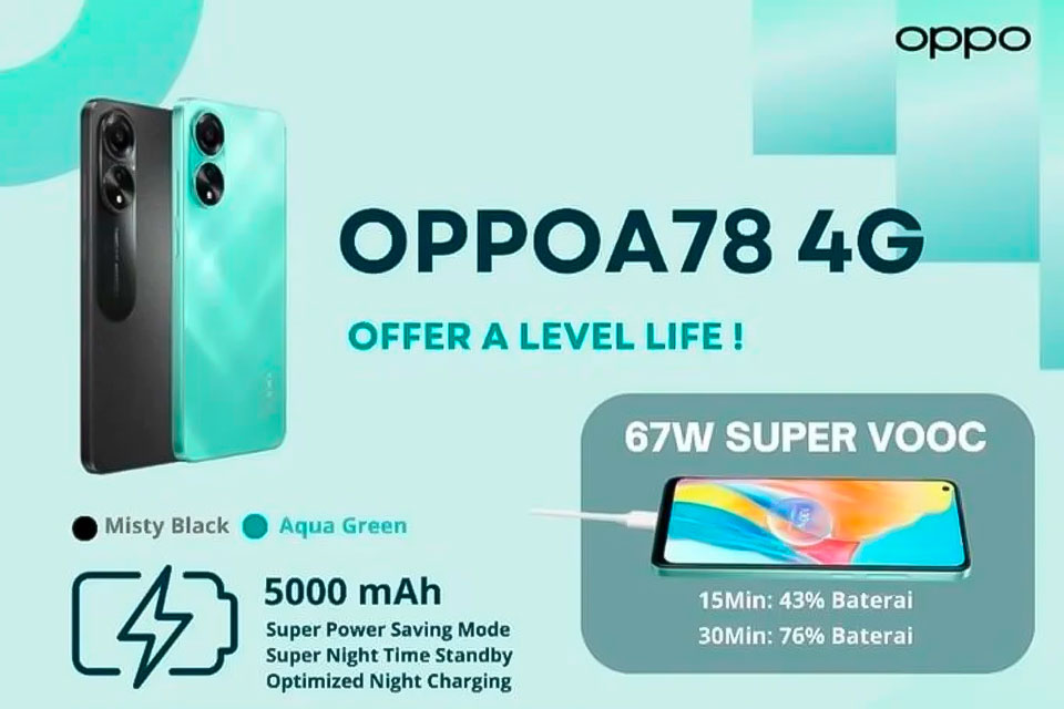 Oppo A78 4G будет запущен на глобальном рынке 7 июля с 67W быстрой зарядкой