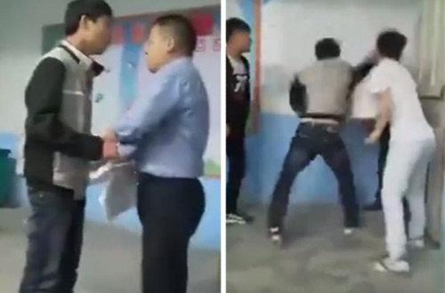 В Китае школьники избили учителя за неудовлетворительные оценки (видео)
