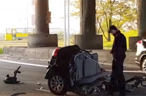 В сеть выложили видео с места жуткого смертельного ДТП в Киеве (видео)