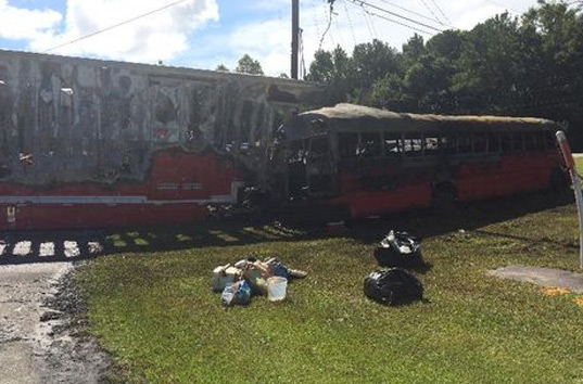 В США столкнулись автобус и грузовик, погибли пять человек (ВИДЕО)