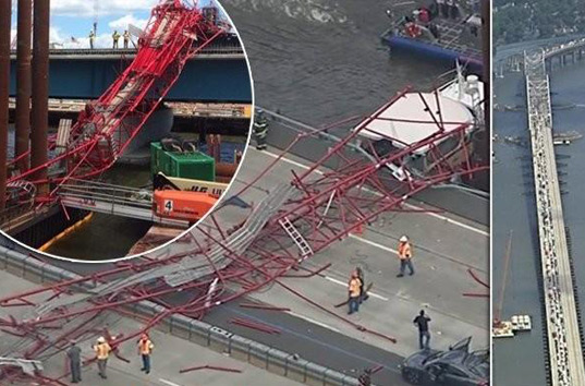 В Нью-Йорке строительный кран обрушился на мост через реку Гудзон — СМИ