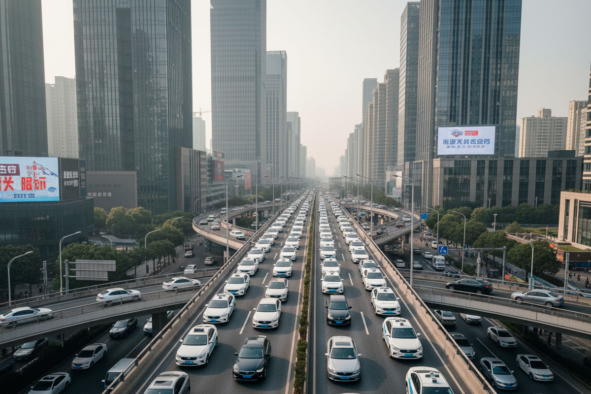 Сбой роботакси Baidu в Ухане: сразу 100 машин встали в пробке