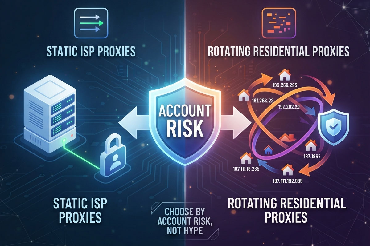 Static ISP or Rotating Residential Proxies? Choose by Account Risk, Not Hype